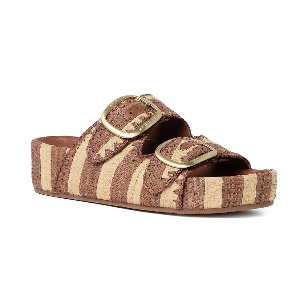 NIB Loeffler Randall Theo 50MM Striped Platform Two−Band Sandals Slides SZ 10.5